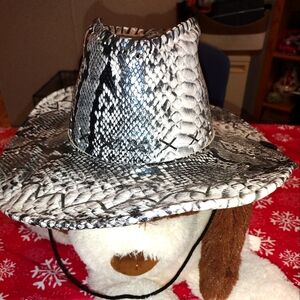 Unisex 100% Real Natural Python Skin Leather Hand Stitching Cowboy Hat. Safari